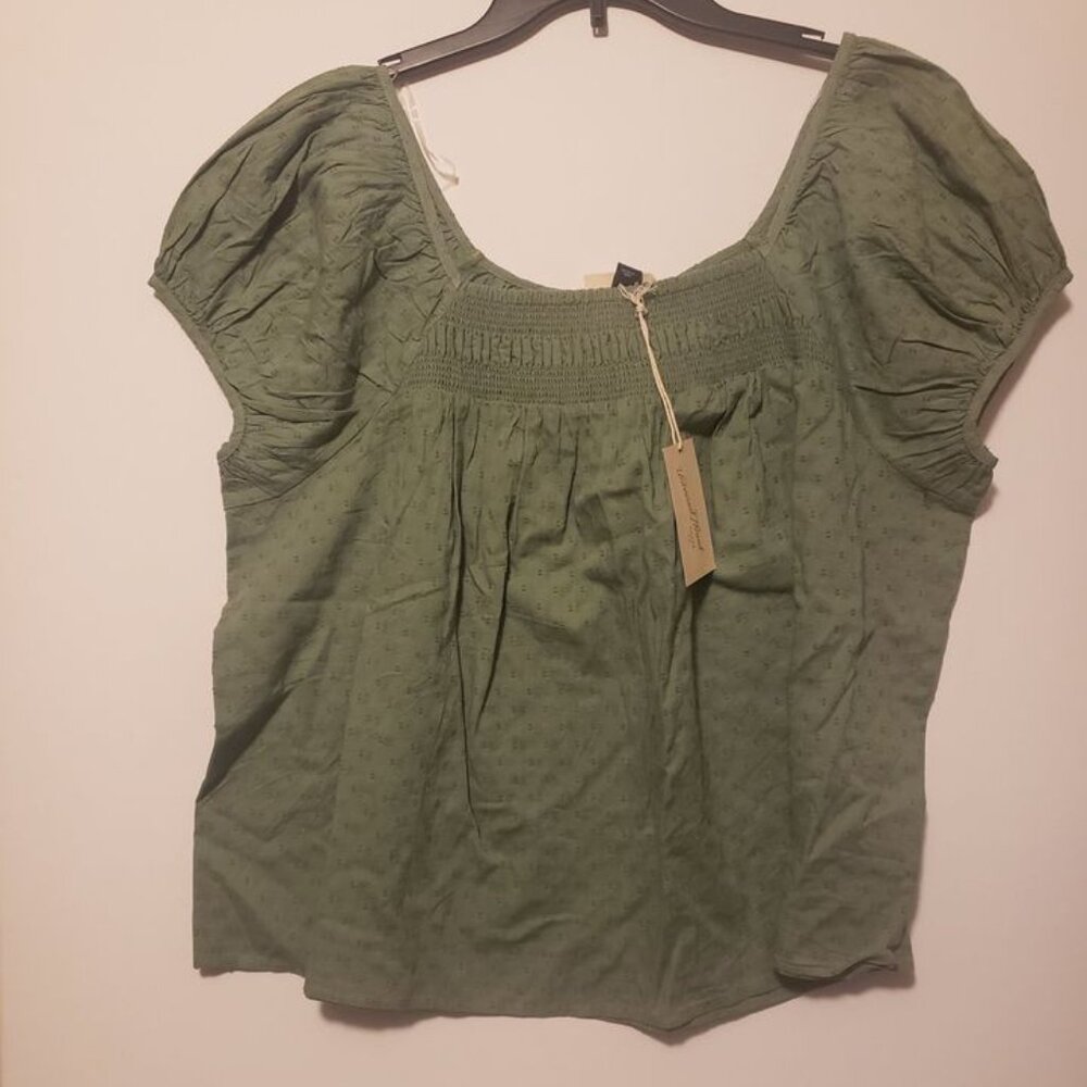Women's Puff Cap Sleeve Top Universal Thread Green